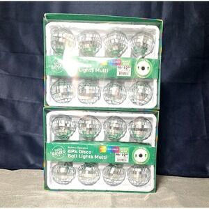 2 boxes Silver Disco Ball Lights Multi Colored Musical Winter Wonder Lane New
